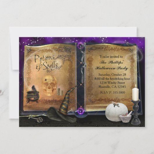 MAGIC SPELL LIVRE Halloween Witch Invitation #2 (Devant)