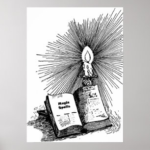 Magic Spells Book Candle Witchcraft Poster