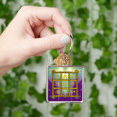 MAGIC SQUARE 33, Roze Violet Paars blauw Sleutelhanger (Hand)