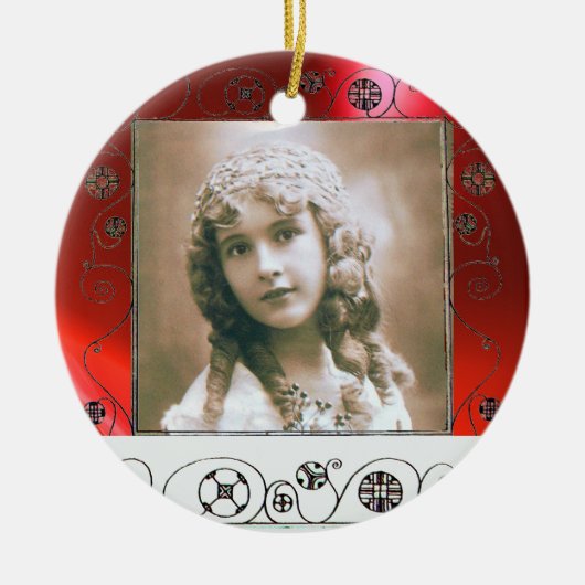 MAGIC SWIRLS FOTO TEMPLATE, Red Ruby Keramisch Ornament (Voorkant)