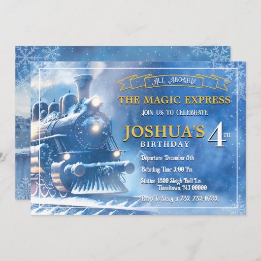 Magic Train Invitation Anniversaire (Devant / Derrière)