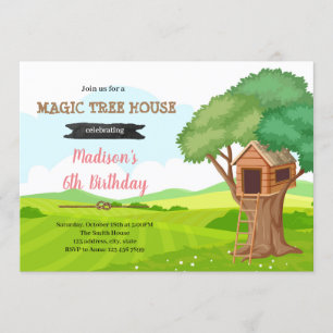 Magic Treehouse verjaardagsuitnodiging Kaart