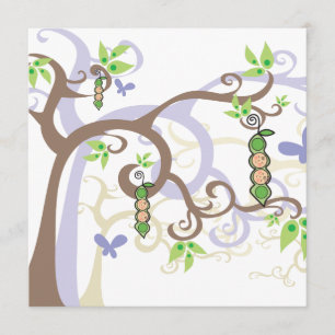 Magic Trees Twins Girl Boy Peas in Baby shower met Kaart