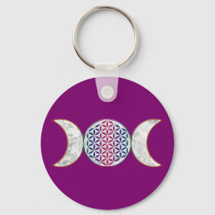 Magic Triple Moon - Spirit Flower of Life 2 Button Sleutelhanger