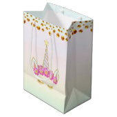 Magic Unicorn Flowers & Gold Confetti Medium Gift Medium Cadeauzakje (Voorkant Gekanteld)