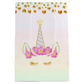 Magic Unicorn Flowers & Gold Confetti Medium Gift Medium Cadeauzakje (Achterkant)