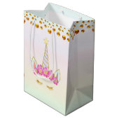 Magic Unicorn Flowers & Gold Confetti Medium Gift Medium Cadeauzakje (Achterkant Gekanteld)