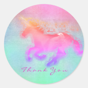 Magic Unicorn Hearts Sterren Dank u Mint Ombre Ronde Sticker