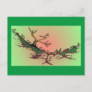 Magic Valley Daytime Art Briefkaart - groen, roze