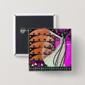 MAGIC VAN DE SPRING: helder, donkerbruin Vierkante Button 5,1 Cm (Voorkant /achterkant)