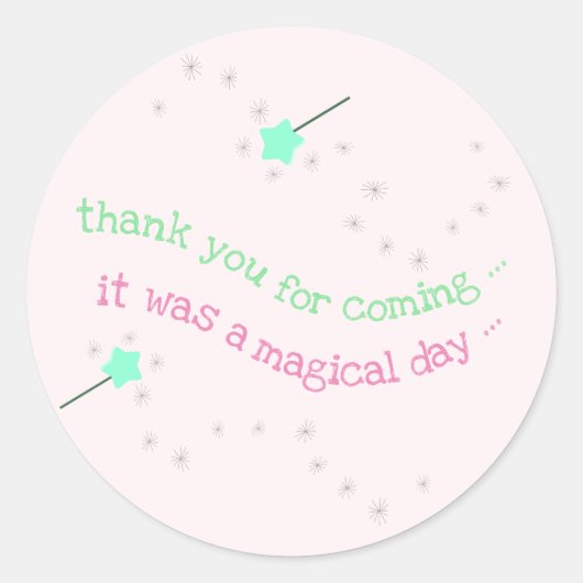 Magic Wand Babyshower 'Bedankt' Ronde Sticker (Voorkant)