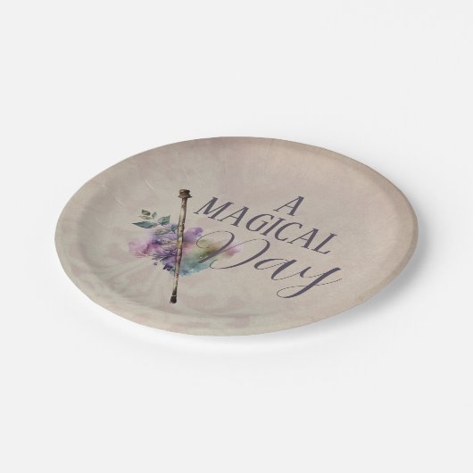 Magic Wand Meisje Wizard Verjaardag Papieren Bordje (Gekanteld)