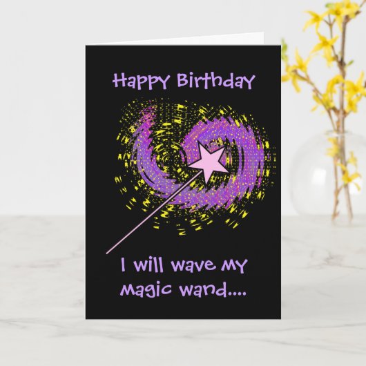 Magic Wand Verjaardag Kaart (Gele Bloem)