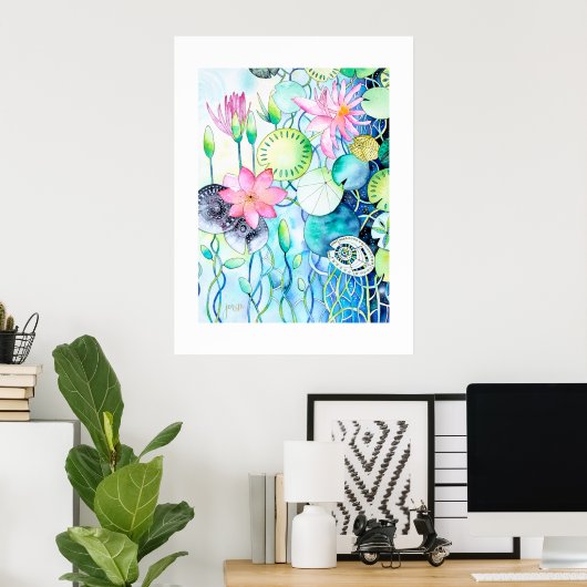 Magic Waterlelies Archival Art Print (Thuiskantoor)