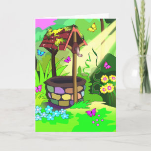 Magic Wishing Well Wenskaarten Verticaal Kaart