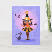 Magic Witch Brown cheveux carte d'anniversaire (Devant)