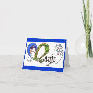 Magic Wizard and Dragon Notecard Kaart