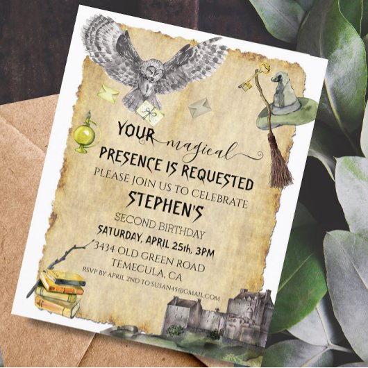 Magic Wizard Witch School Owl Birthday