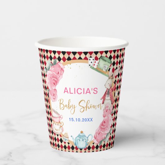 Magical Alice in Wonderland Baby shower Tea Party Papieren Bekers (Voorkant)
