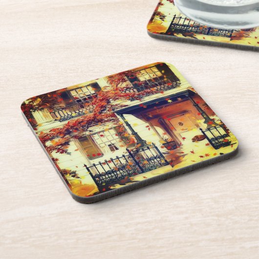 Magical Autumn House Beverage Coaster Bier Onderzetter (Linkerzijde)