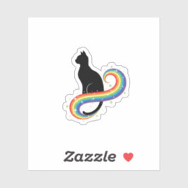 Magical Black Cat With Rainbow Tail Aesthetic  Sticker