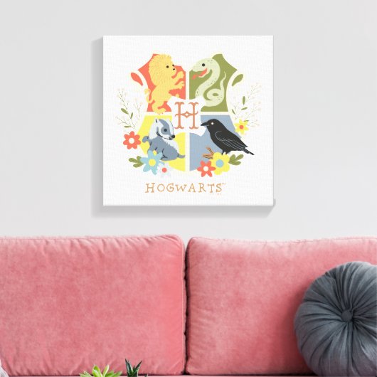 Magical Blooms HOGWARTS™ Crest Canvas Afdruk (Insitu (Woonkamer))