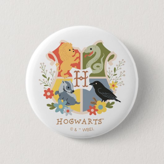 Magical Blooms HOGWARTS™ Crest Ronde Button 5,7 Cm (Voorkant)