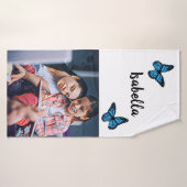Magical blue butterfly pink glitter art (Serviette de bain)