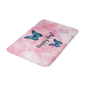 Magical blue butterfly pink glitter art badmat (Gekanteld)