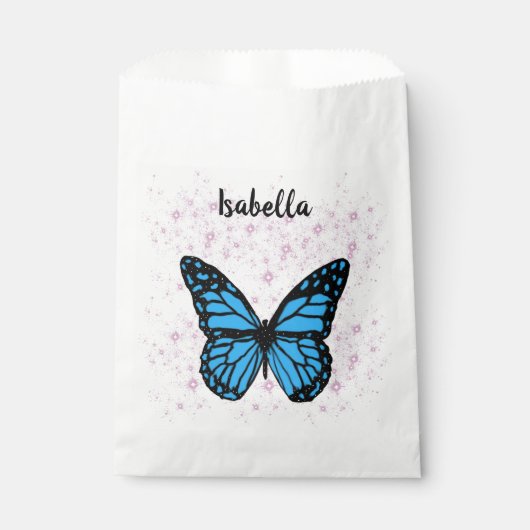 Magical blue butterfly pink glitter art bedankzakje (Voorkant)