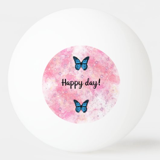 Magical blue butterfly pink glitter art pingpongballen (Voorkant)