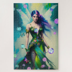 Magical Blue Irish Woodland Fairy en Butterflies Legpuzzel