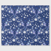 Magical Blue Snowflakes Wand Pattern Holiday Cadeaupapier (Vlak)