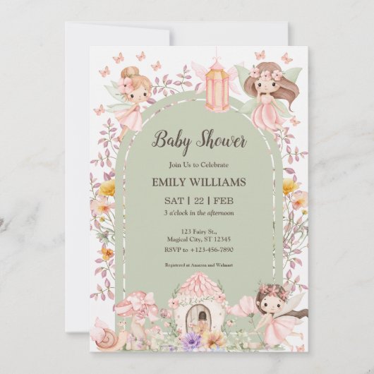 Magical Boho Arch Fairy Baby Shower Invitations Kaart (Voorkant)