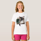 Magical Bookish Kitten Kids T-Shirt – Whimsical (Devant entier)