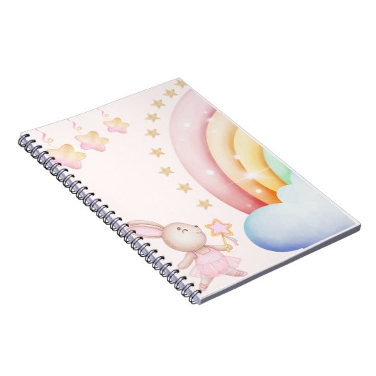 Magical Bunny and Rainbow | Cute Pastel Kids Illus Notitieboek (Rechterzijde)