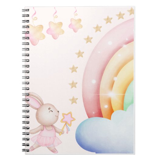 Magical Bunny and Rainbow | Cute Pastel Kids Illus Notitieboek (Voorkant)