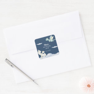 Magical Castle Schattige Dragons Kids Verjaardag B Vierkante Sticker