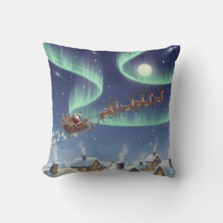 Magical Christmas Night Sky Throw Pillow Santa Kussen