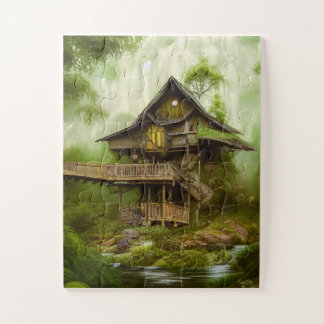 Magical Cottage House in greenery Scene Forest Pos Legpuzzel