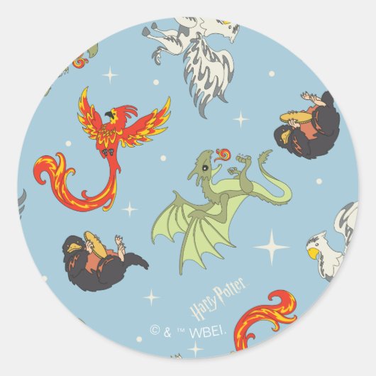 Magical Creatures Vintage Pattern Ronde Sticker (Voorkant)