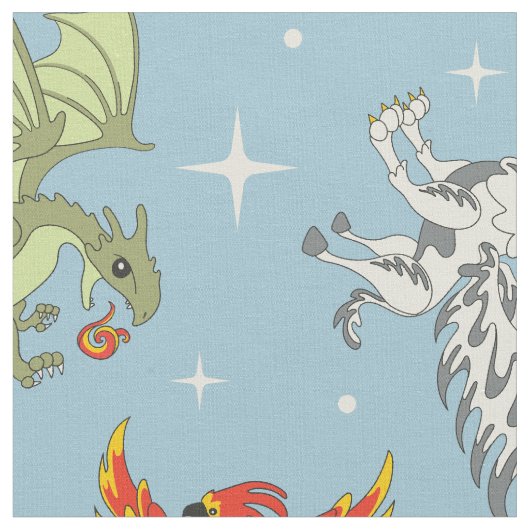 Magical Creatures Vintage Pattern Stof (Close Up)