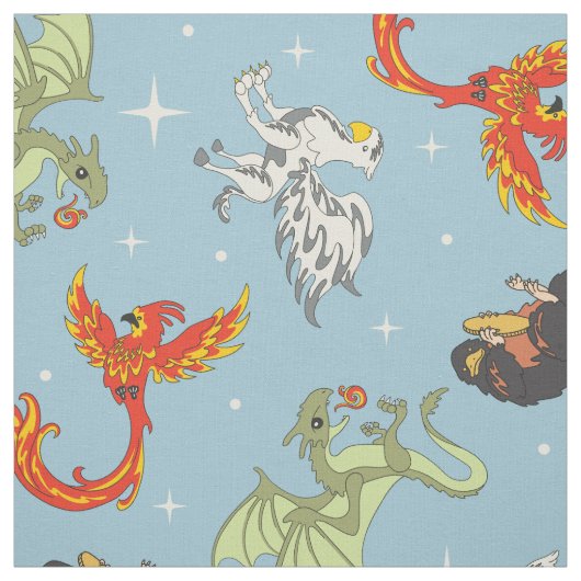 Magical Creatures Vintage Pattern Stof (Swatch)