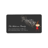 Magical Cute Elf White Swirls-kerstadres Etiket (Voorkant)