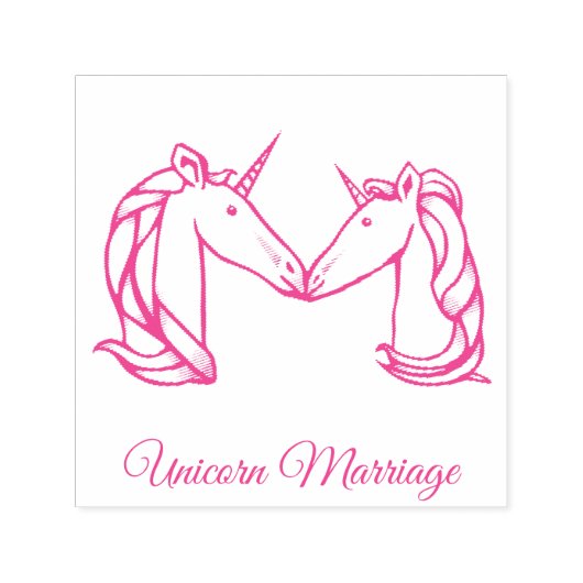 Magical Cute Monogram M Custom Unicorn Marriage Zelfinktende Stempel (Design)