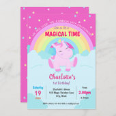 Magical Cute Unicorn Birthday Kaart (Voorkant / Achterkant)