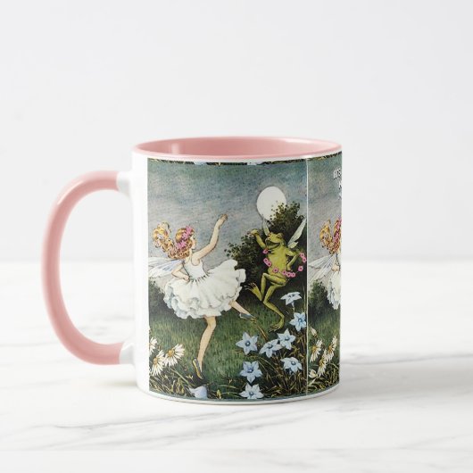 Magical Dancing Fairy and Frog Two-Tone coffee mug (Gauche)