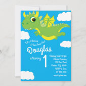 Magical Dragon 1e Verjaardag Schattigee Uitnodigin Kaart (Voorkant)