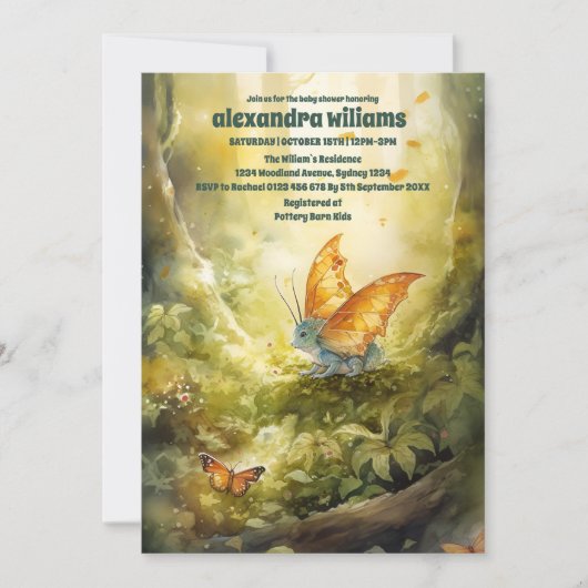 Magical Dragon Baby shower Kaart (Voorkant)