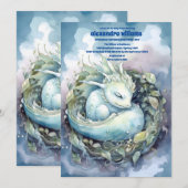 Magical Dragon Baby shower Kaart (Voorkant / Achterkant)